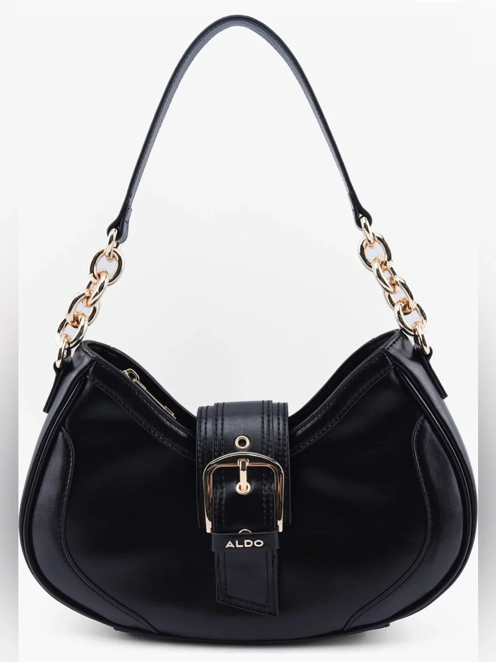 Aldo Bixhoma Black Shoulder Bag Purse Gold Chain Y2K Vibes NWT